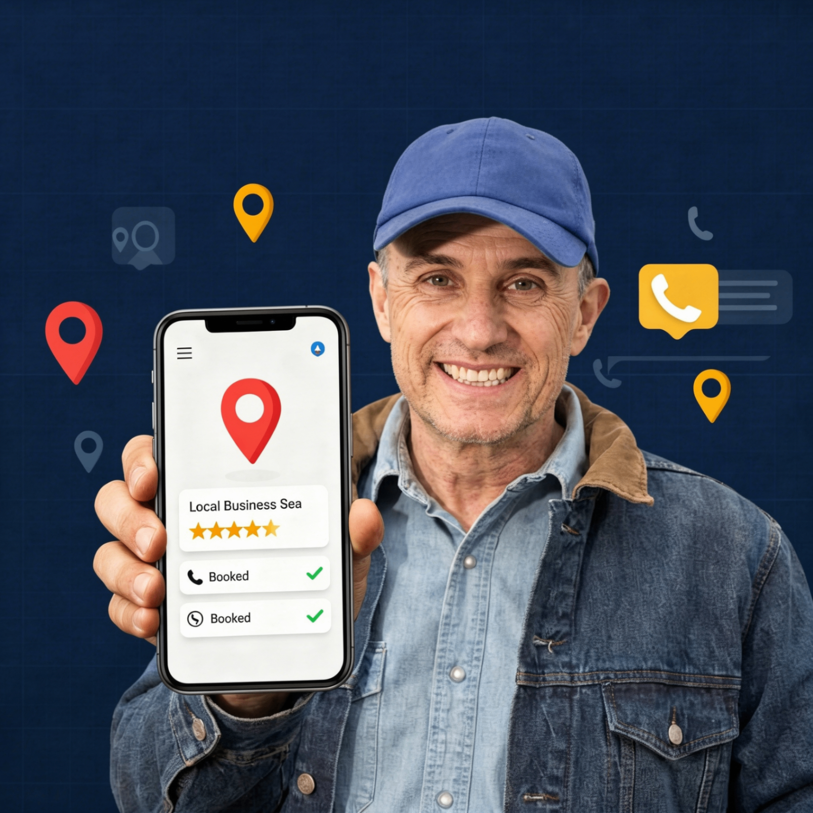 Local contractor showing strong Google Business Profile results on a phone